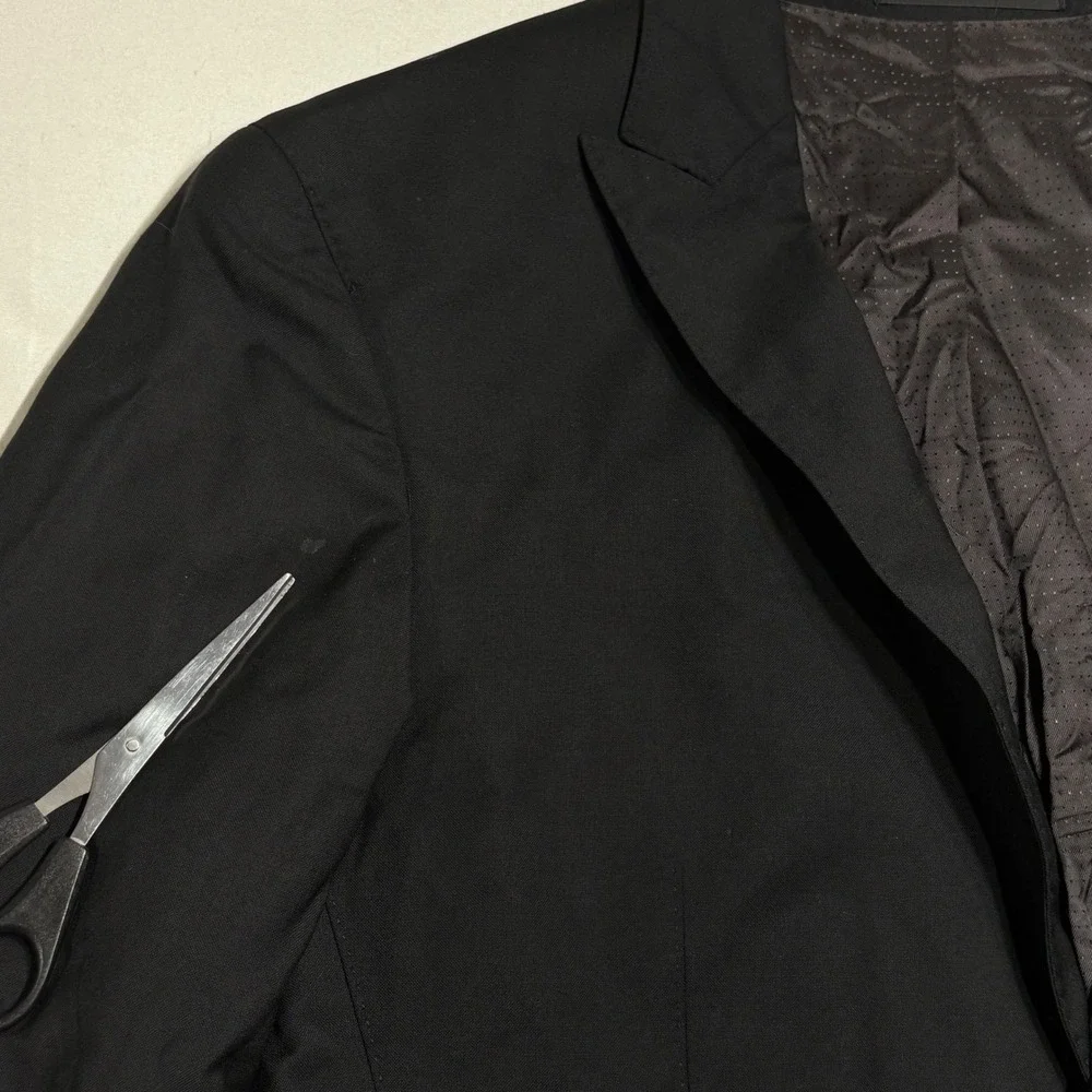 Hugo Boss‎ Blazer Mens 38R Black Reda Super 110 Wool Rayman Wayne Suit Jacket